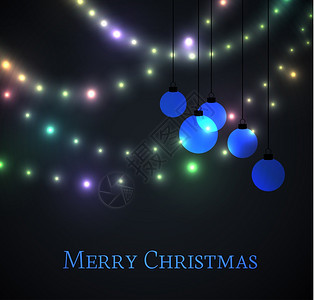 圣诞矢量球黑色背景的圣诞矢量球快乐卡图片