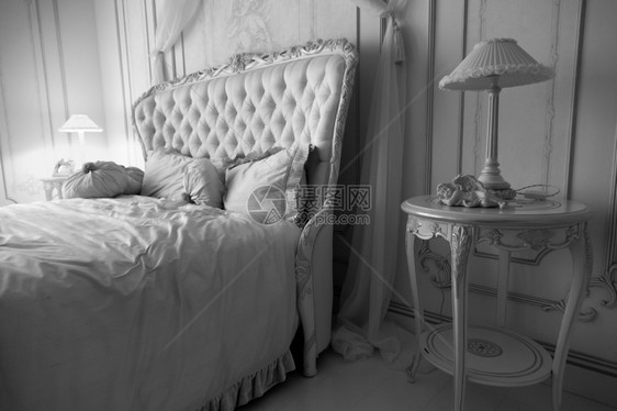 黑色和白照片旅馆室内豪华卧图片