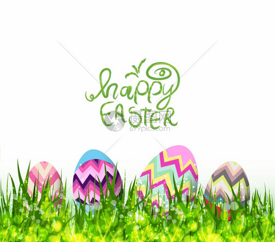 欢乐的复活节草地和彩蛋背景图片
