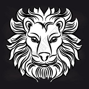 黑板上的白狮子头黑板上的白狮子头设计矢量插图图片