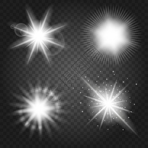 恒星设置在透明背景上恒星爆发设置在透明背景上隔离明亮的太阳矢量插图图片