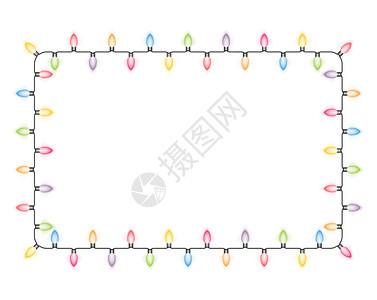 圣诞灯框架由彩色圣诞灯矢量eps10插图组成的框架图片