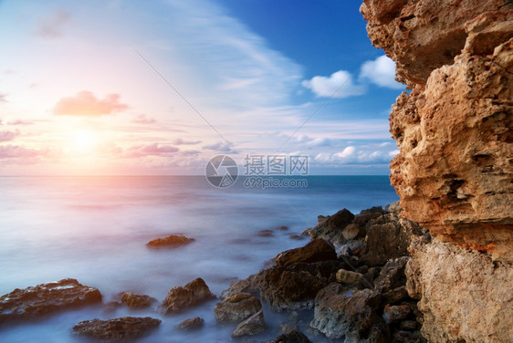 美丽的日落海景自然构成图片