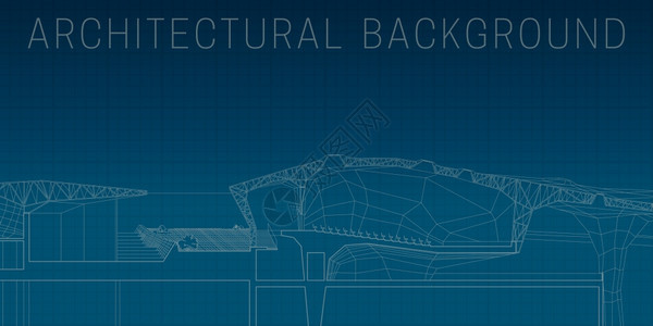蓝图建筑横向背景线蓝色背景图片