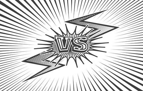 Vs反向风格的战斗标志动画书草图和对抗背景VS决斗时用爆炸线矢量插图打斗面团背景图片