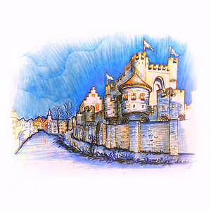 比利时根特的中世纪城堡Gravensteen伯爵城堡Gravensteen图片