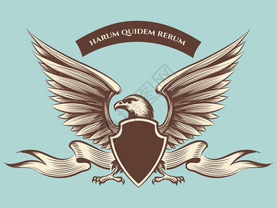 美国老鹰吉祥物图标美国老鹰吉祥物矢量图标有盾牌翅膀和丝带的鹰图片