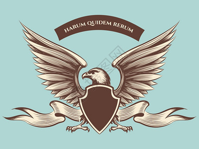 美国老鹰吉祥物图标美国老鹰吉祥物矢量图标有盾牌翅膀和丝带的鹰背景图片