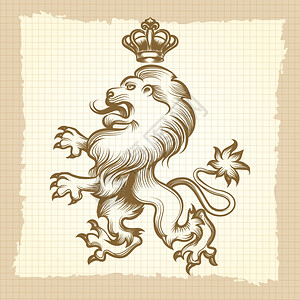 用雕刻狮子设计的古老招贴画用的背景画皇家狮子用雕刻设计的矢量招贴画用雕刻狮子的设计画图片