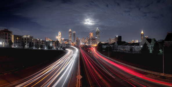 美国佐治亚州特兰大市夜天线全景图片