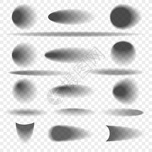 Oval和圆形对象影子集Softbox阴影形状带有软边缘矢量插图图片