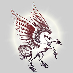 光弹穿孔的Pegasus光弹穿孔的Pegasus光弹穿孔的Pegasus灰幕上用光弹穿孔的翅膀矢量插图图片