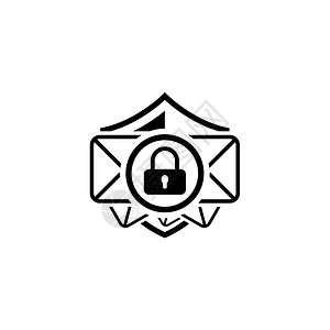 电子邮件安全图标平面设计带信封的安全概念和带屏蔽的挂锁安全概念孤立的说明应用符号或UI元素图片