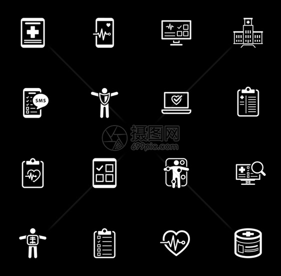 医疗和保健图标集平面设计单图片
