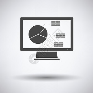 灰色背景圆影矢量图示上带有分析标的监视器图片