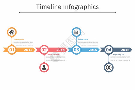 时线信息图带有箭头流程图工作或过信息图矢量eps10插图的时线信息模板图片