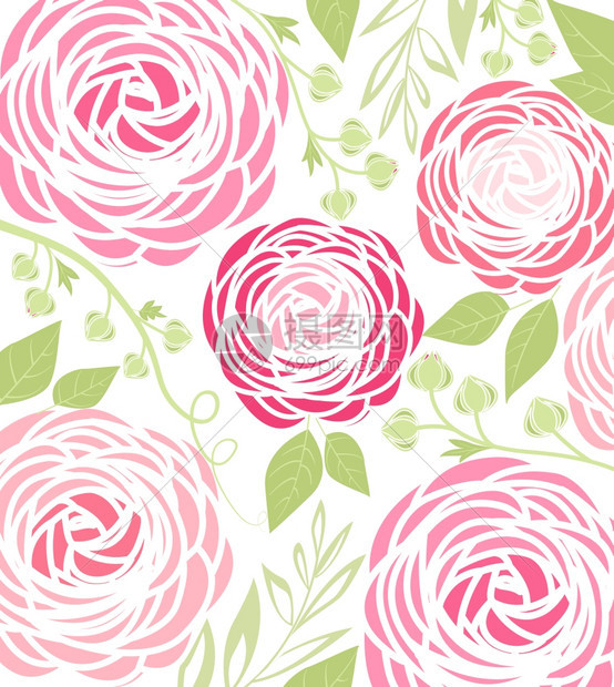 粉红色花朵矢量插图背景图片