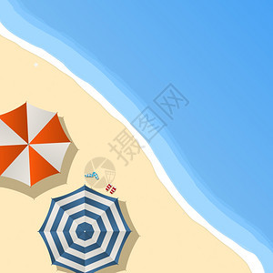 沙滩上的遮阳伞矢量插画背景图片