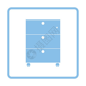办公室内阁图标蓝框设计矢量图解图片