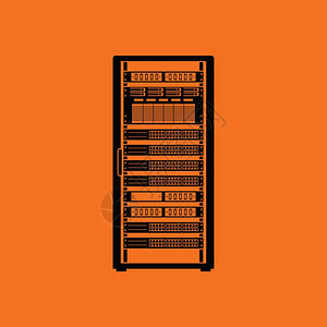 服务器架图标橙色背景黑矢量插图图片
