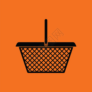 超市的篮子图标橙色背景黑矢量插图图片