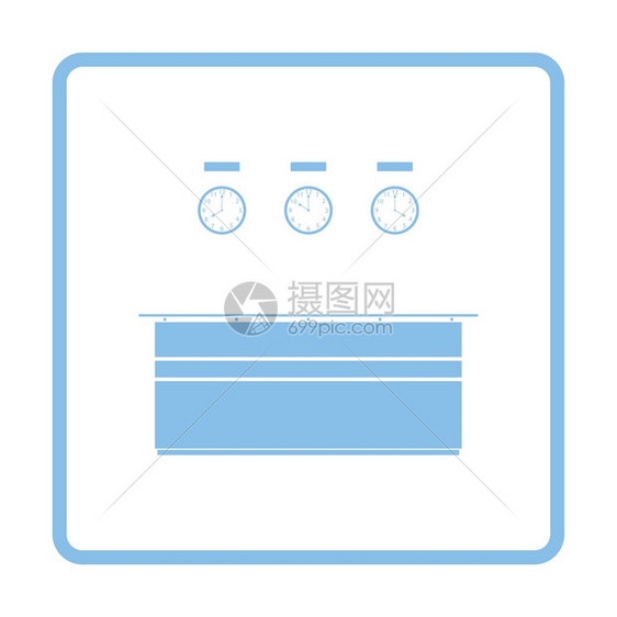 办公室接待台图标蓝色框架设计矢量图示图片