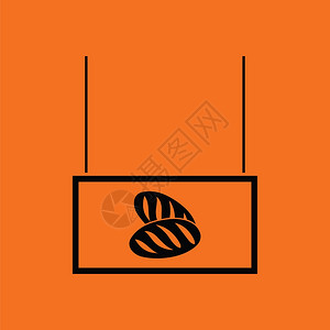 面包市场部图标橙色背景黑矢量插图图片