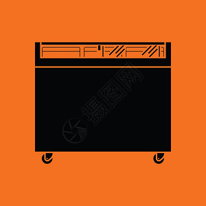 超级市场移动冰箱图标橙色背景黑矢量插图图片