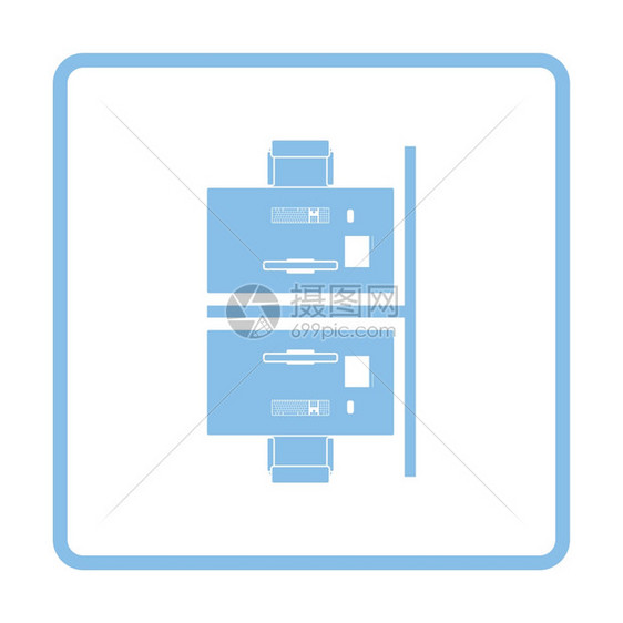 办公室表格顶部视图标蓝框架设计矢量图示图片