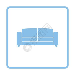 办公室沙发图标蓝色框架设计矢量图示图片