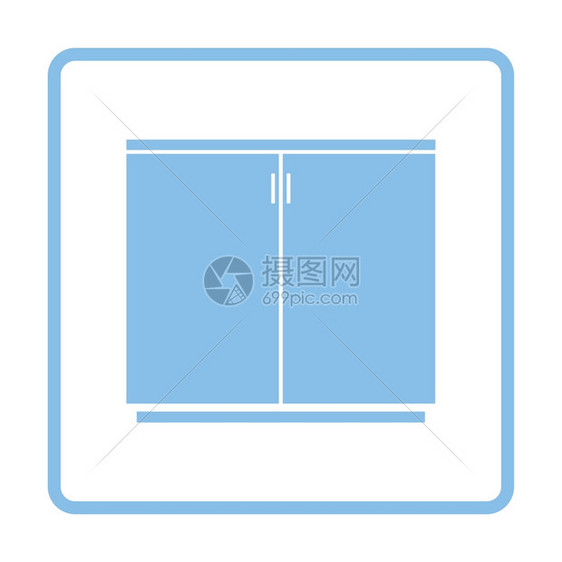 办公室内阁图标蓝框设计矢量图解图片