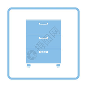 办公室内阁图标蓝框设计矢量图解图片