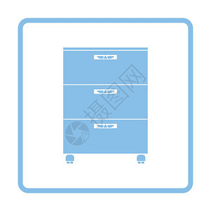 办公室内阁图标蓝框设计矢量图解图片
