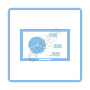 带有分析图标的笔记本电脑蓝框设计矢量图解图片