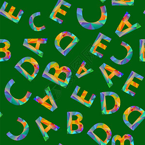 色彩化的字母接缝模式绿色上的一套彩字母模式彩化的字母接缝模式图片