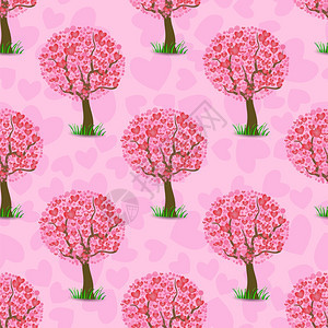 粉红背景上的树模式孤立红树模式图片
