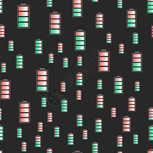 不同的电池无缝模式荷不同在暗背景上孤立不同的电池无缝模式不同图片