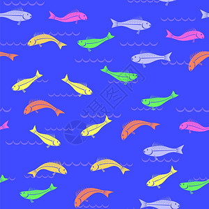 蓝色背景上孤立的无色鱼类定型图片
