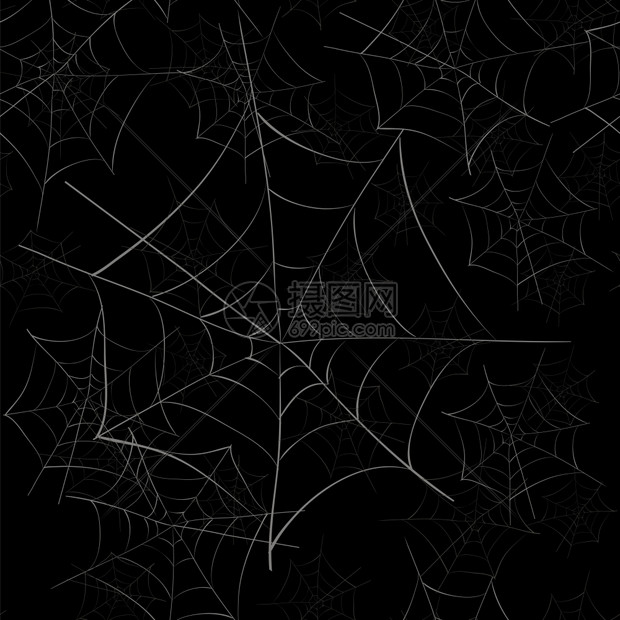 黑背景上的无缝蜘蛛网模式图片