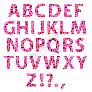 白背景上的红粉字母孤立一组不同的字母白背景上的红粉字母孤立图片