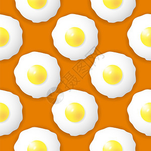 橙色背景上无缝的炸鸡蛋图片