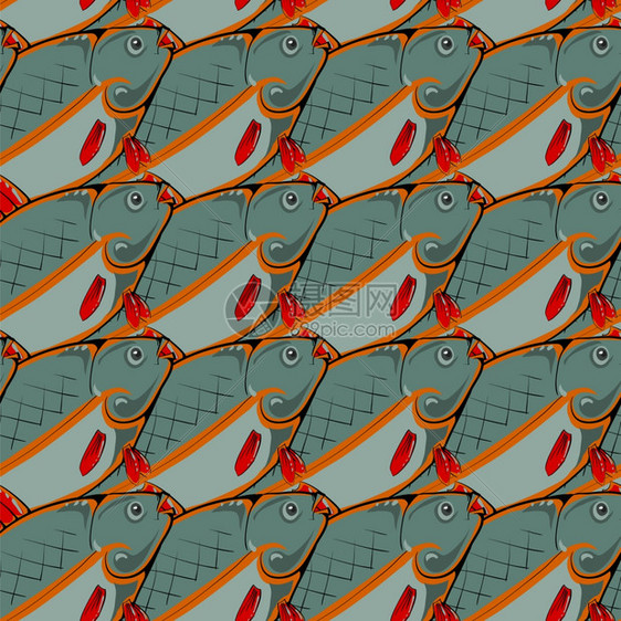 红鳍和尾的新鲜鱼无缝海食物模式无缝海鱼图片