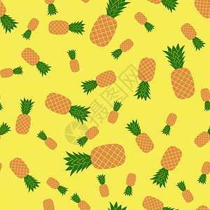黄线上没有菠萝无缝的新型态热带水果背景新鲜的里普菠萝无缝图片