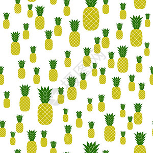 白色无菠萝缝模式热带水果背景新鲜的Ripe菠萝无缝模式图片