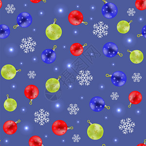蓝色背景上的无圣诞装饰缝雪花模式圣诞装饰无缝雪花模式图片
