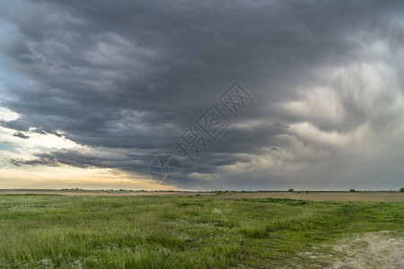 春季内布拉斯加农田上空的暴雨和云图片
