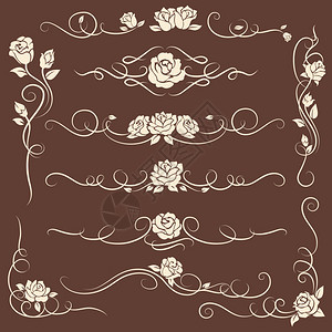 带有玫瑰的旧式装饰品带有深色背景的玫瑰旧式装饰品矢量插图图片