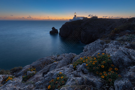 圣文森特角灯塔在葡萄牙阿尔加夫的萨格雷斯图片