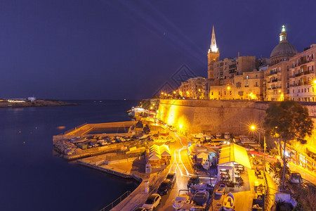 瓦莱塔天际日关系马耳他首都瓦莱塔夜间马耳他首都瓦莱塔图片