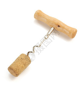 在白色背景上隔离的corkscrew和winecork在白色背景上隔离的corkscrew图片